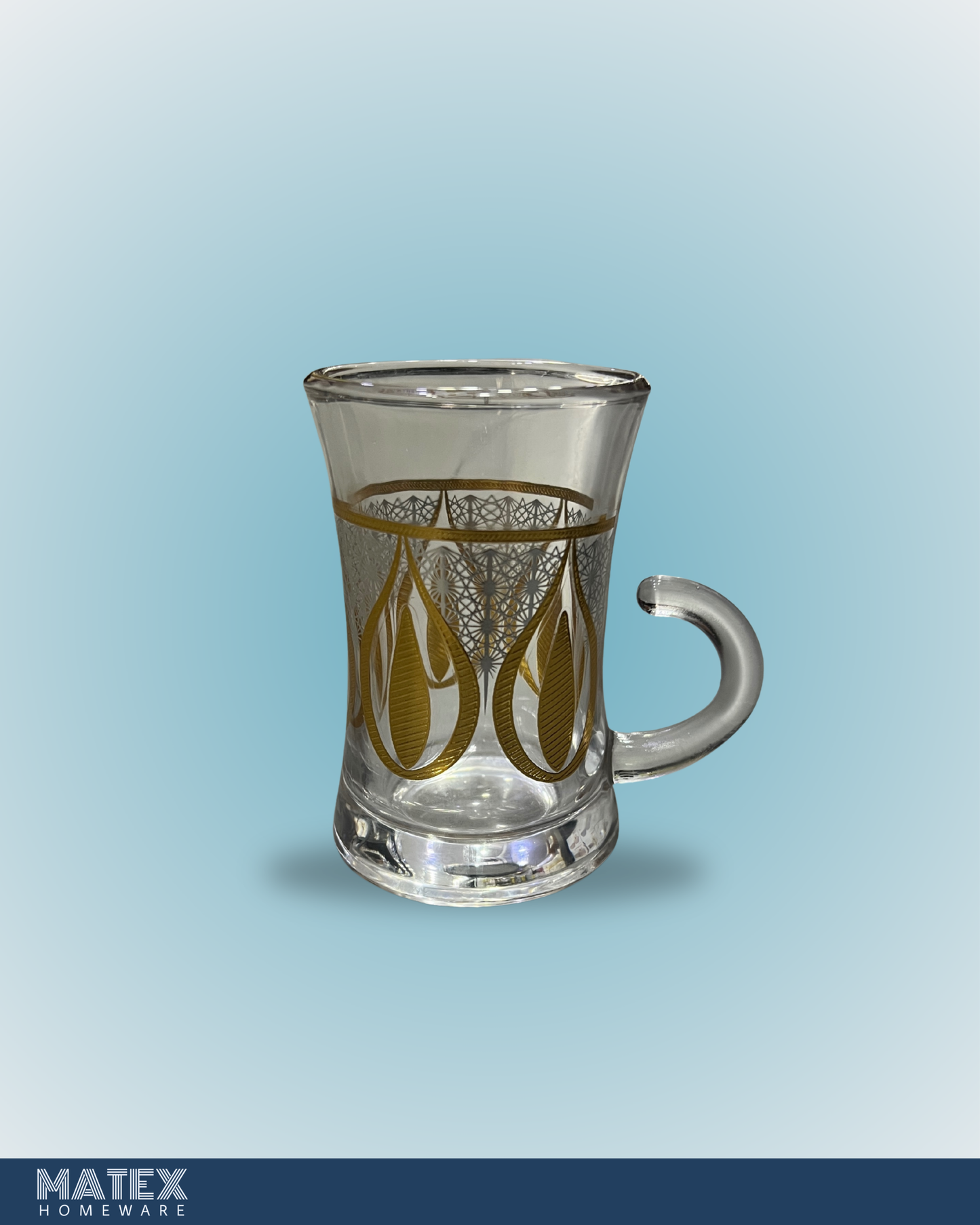 Moroccan Design II Gold Drinking Glass Tea Cups Set of 6 Pcs