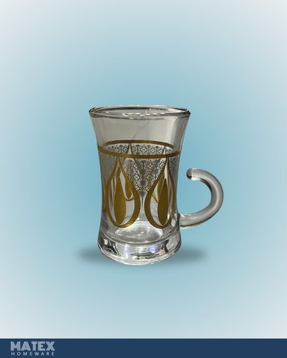 Moroccan Design II Gold Drinking Glass Tea Cups Set of 6 Pcs