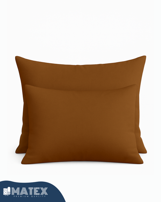 Warm Brown Cotton Pillow Case - Envelope Enclosure - 2 Pack
