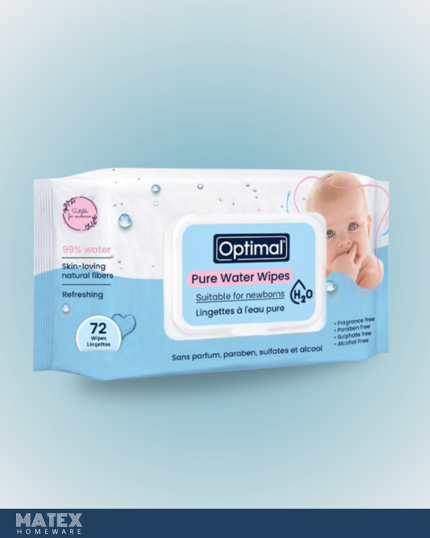 Optimal Baby Pure Water Wipes - 72 Wipes