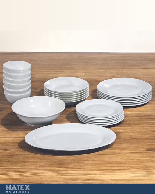 26Pcs White Porcelain Dinner Set