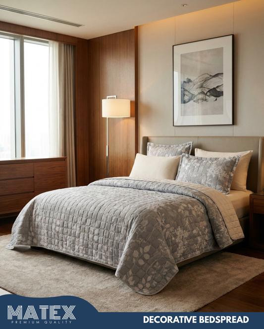 Double size GreyFlower Bedspread (4pcs)