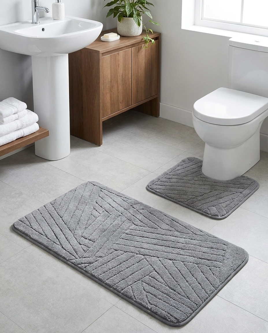Decorative GeoLine Bath Mat Set (2pcs)