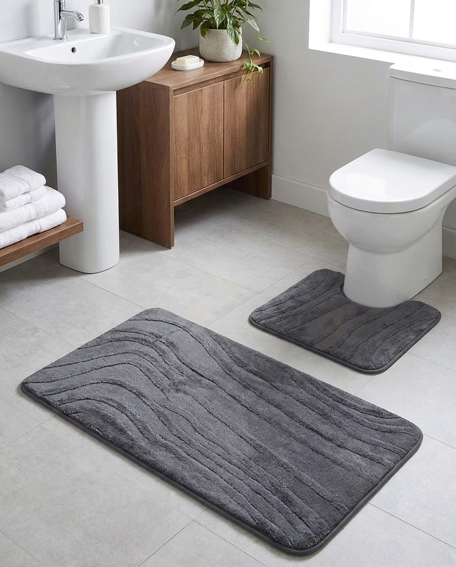 Decorative FlowLine Bath Mat Set (2pcs)