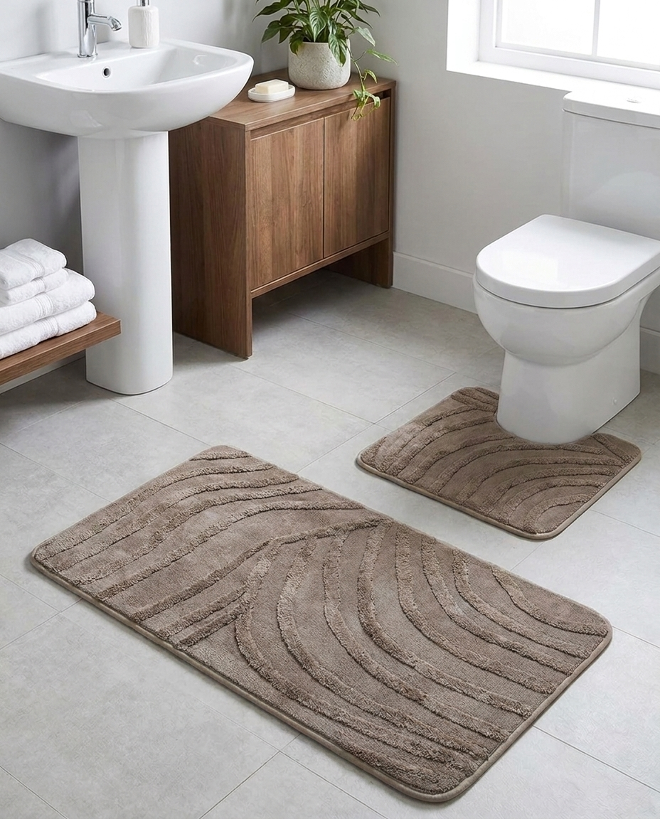 Decorative FlowLine Bath Mat Set (2pcs)