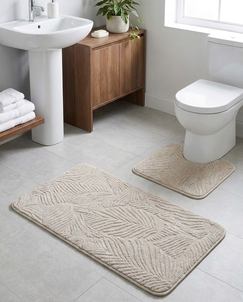 Decorative LeafWeave Bath Mat Set (2pcs)