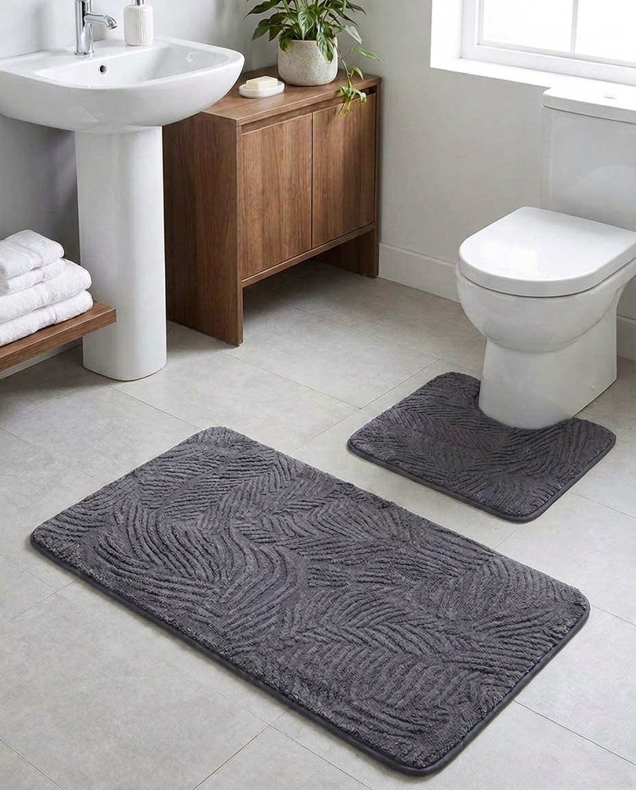Decorative LeafWeave Bath Mat Set (2pcs)