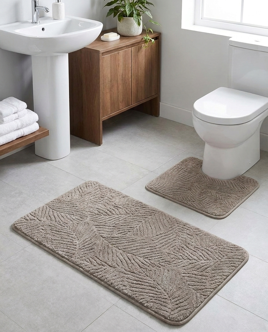 Decorative LeafWeave Bath Mat Set (2pcs)
