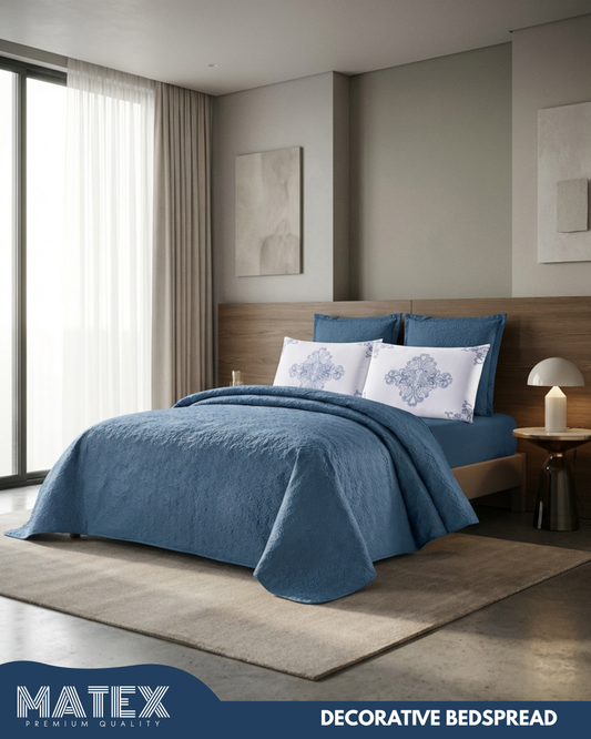 King size Navy Elegant Bedspread (6pcs)