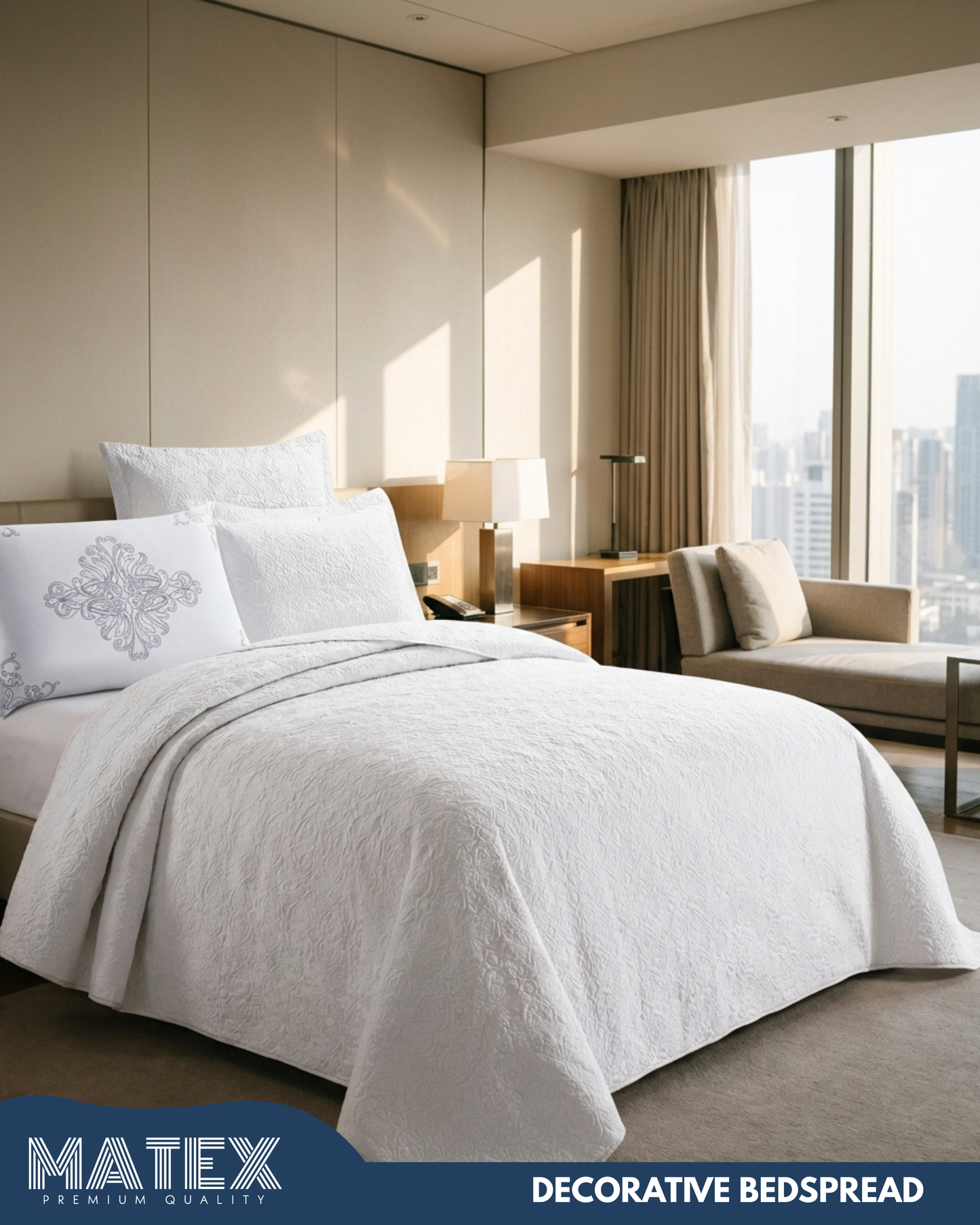 King size White Elegant Bedspread (6pcs)