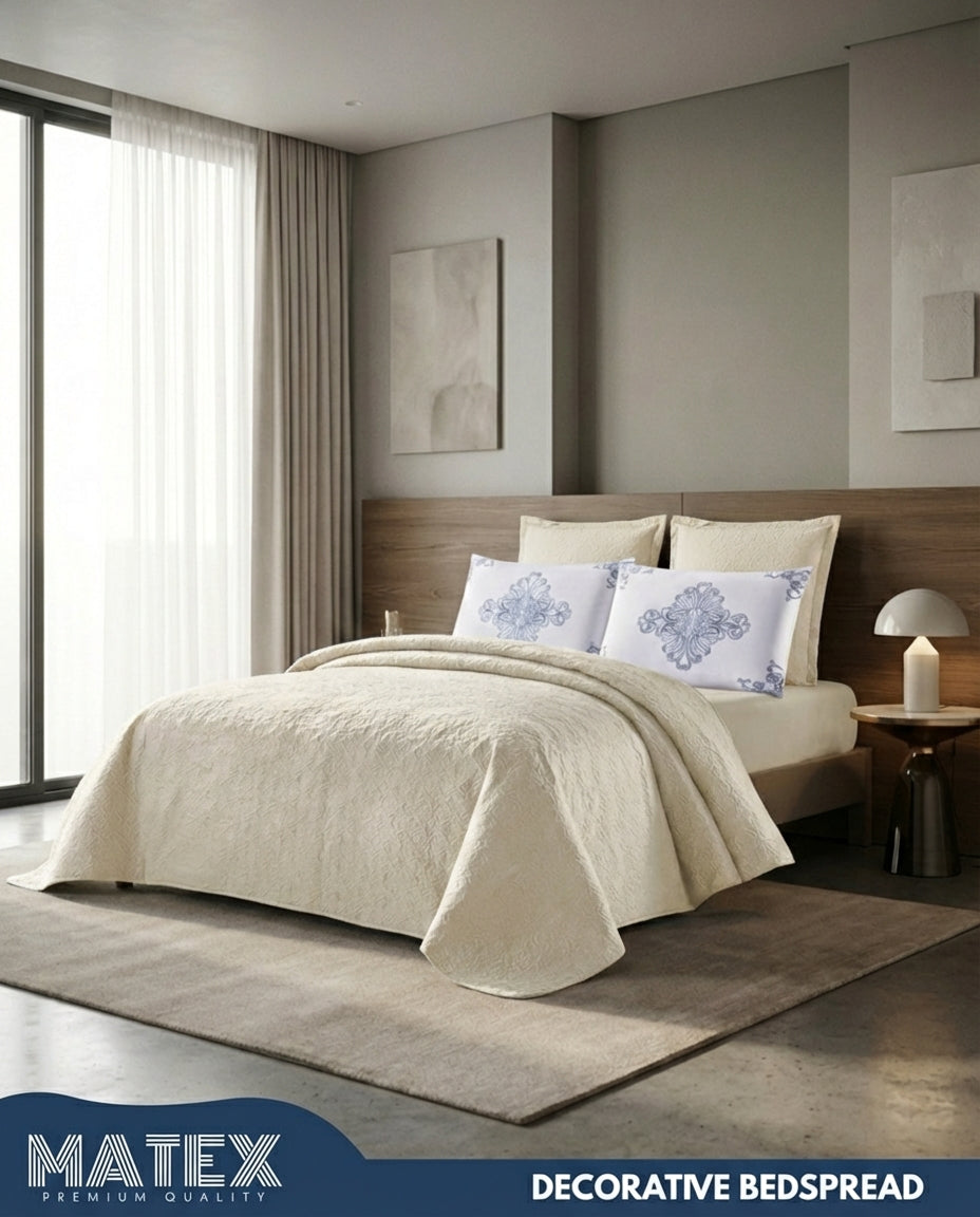 King size Ivory Elegant Bedspread (6pcs)