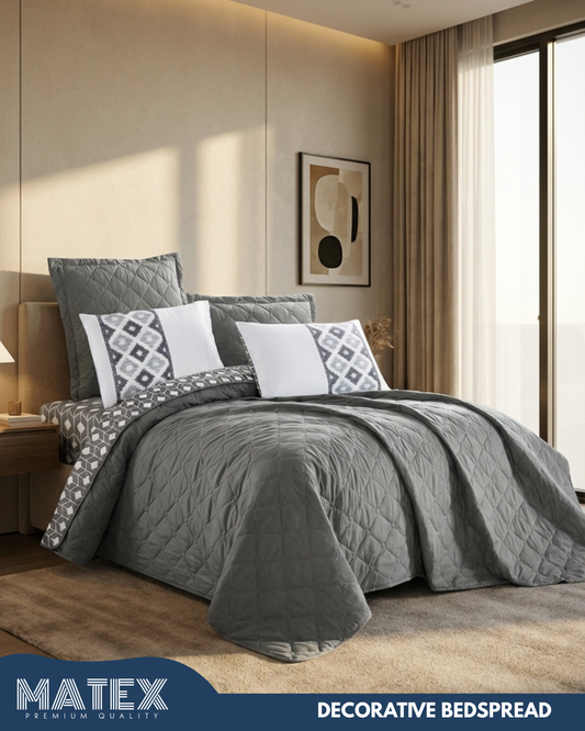King size Grey Soft Haven Bedspread (6pcs)