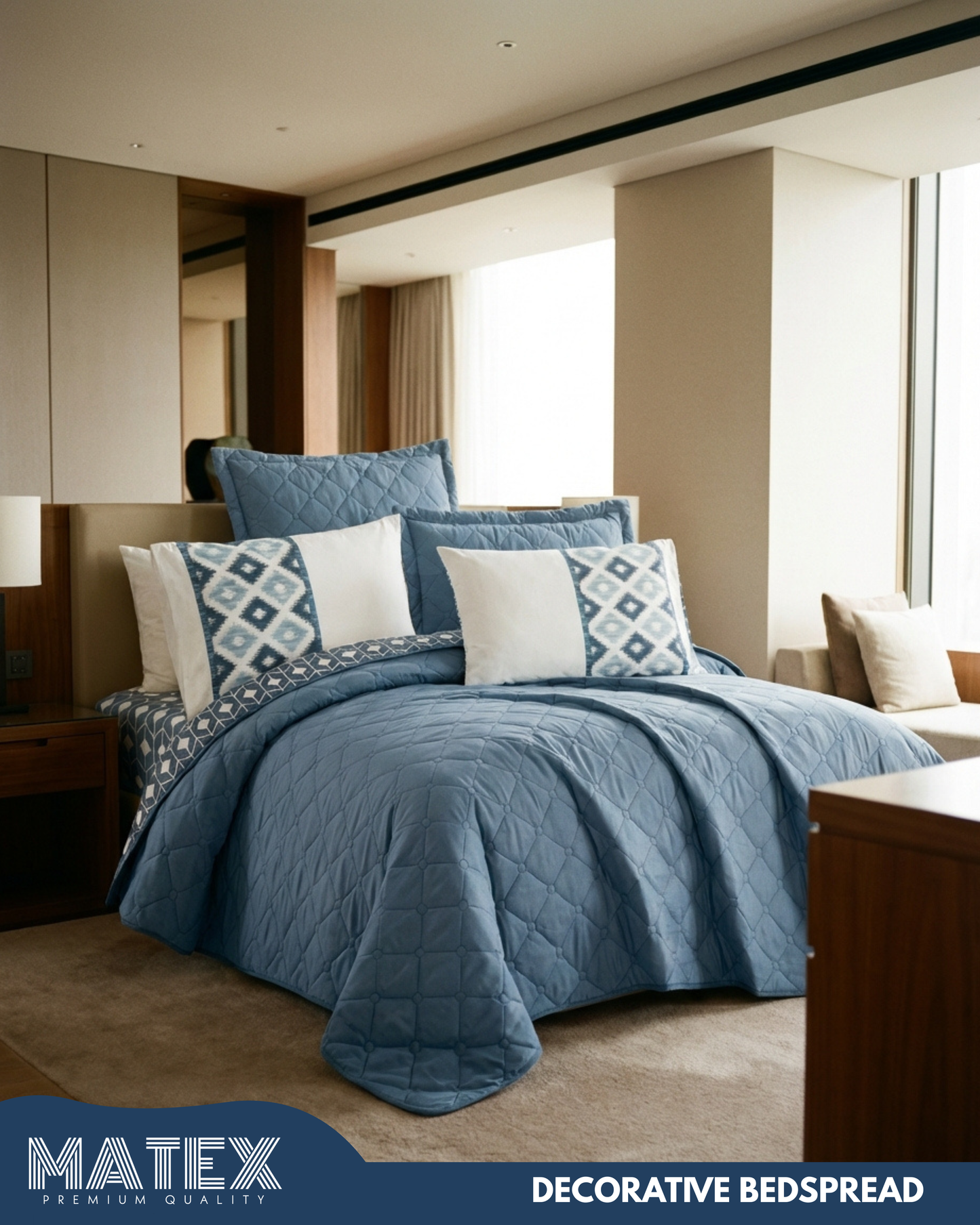 King size Navy Soft Haven Bedspread (6pcs)