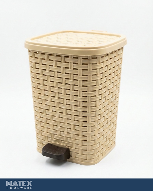 Rattan Wicker-style Pedal Trash Can - 15L