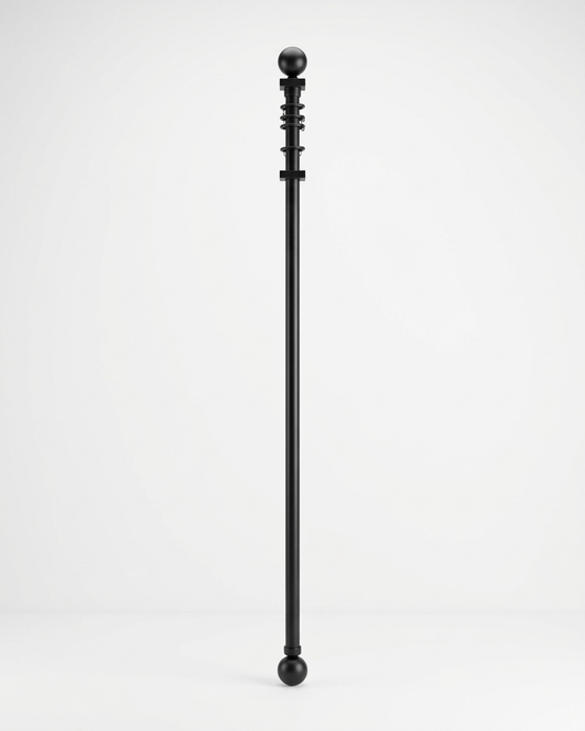 Matt Black Curtain Pole Extendable Eyelet Antique 28mm