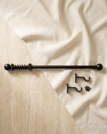 Matt Black Curtain Pole Extendable Eyelet Antique 28mm