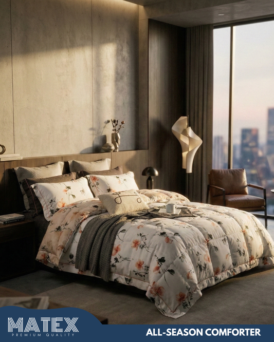 Single Size DramaticFlower Cotton All-Season Comforter Set