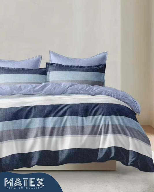 Single size Neat Blue Bed set 130 GSM (3 pcs)