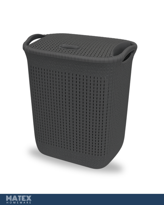 Knit Design Laundry Basket- Dark grey