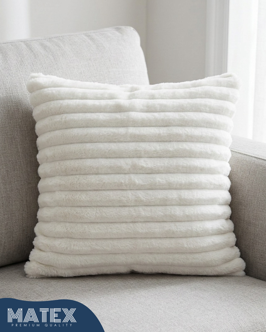 PlushWave White Fluffy Cushion