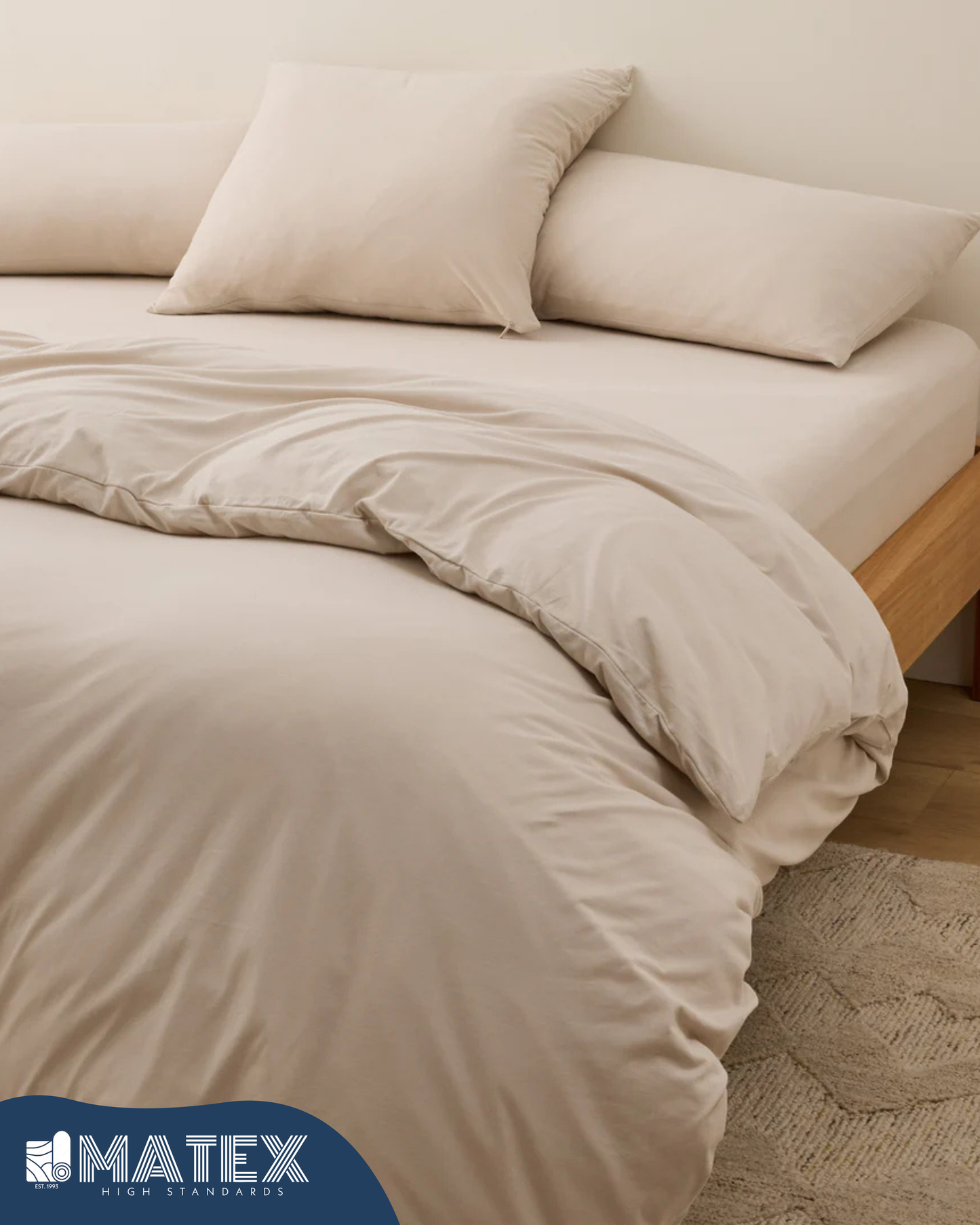 Light Beige Stone Full Bed Set Cotton 180TC