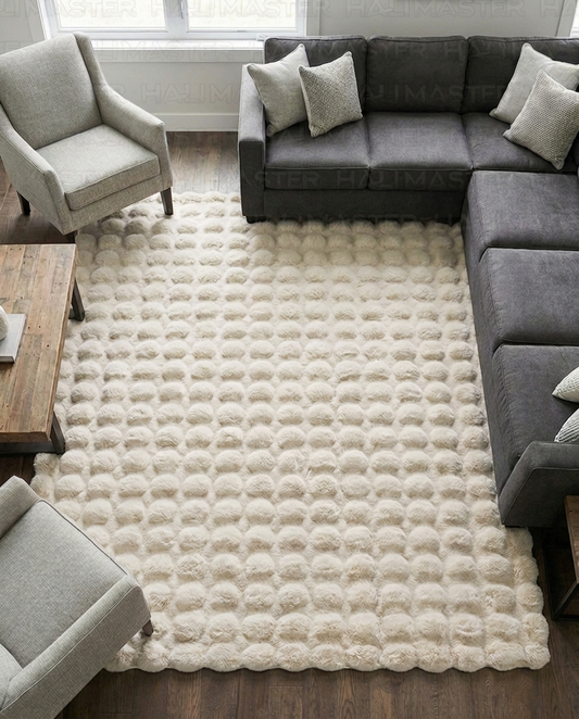White Bubble Fur Rug 160x230 cm