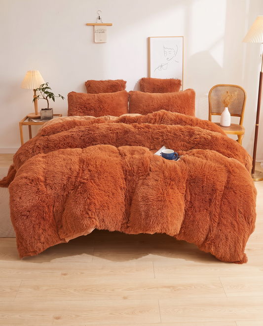 King size Cloud Autumn Rust FluffyLuxe Comforter