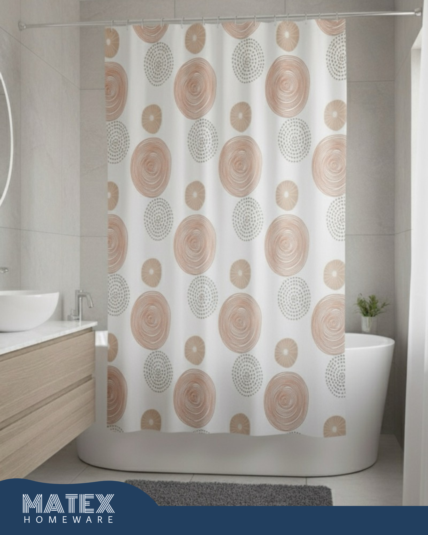 Pattern circle Waterproof Shower Curtain 180x180cm
