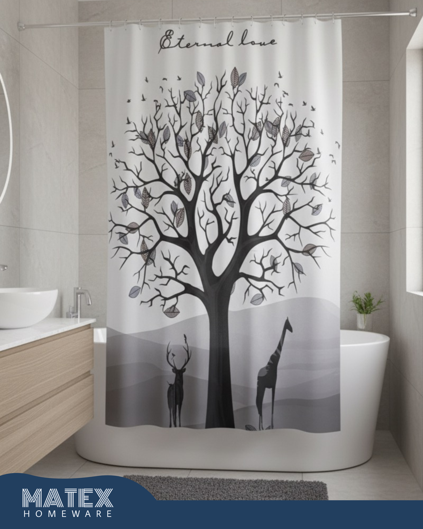 Pattern DeerLove Waterproof Shower Curtain 180x180cm