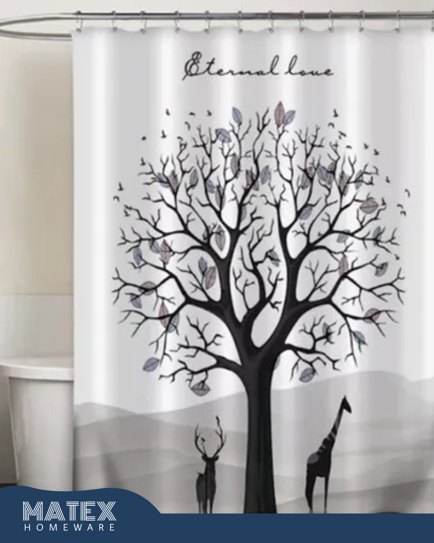 Pattern DeerLove Waterproof Shower Curtain 180x180cm