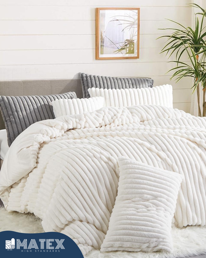 (Restocked) King Size White PlushWave Comforter Set (3 pcs)