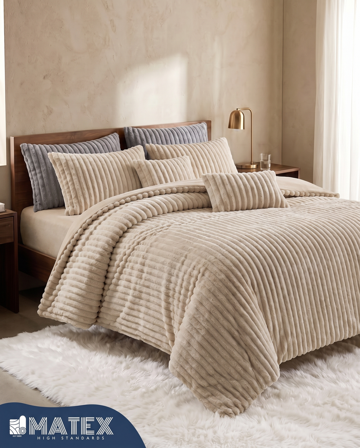 Greige PlushWave Duvet Cover Set