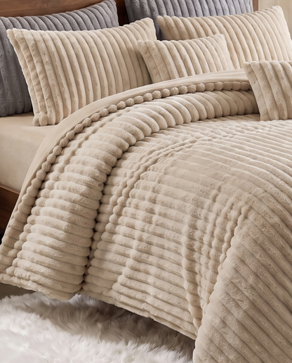 Greige PlushWave Duvet Cover Set