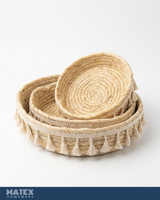 Woven Tassels Basket Set