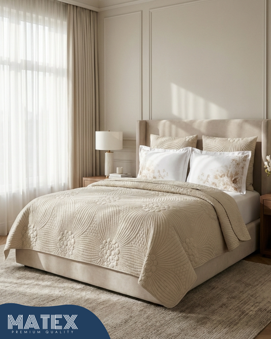 King size Light Beige PetalWave Bedspread (6pcs)