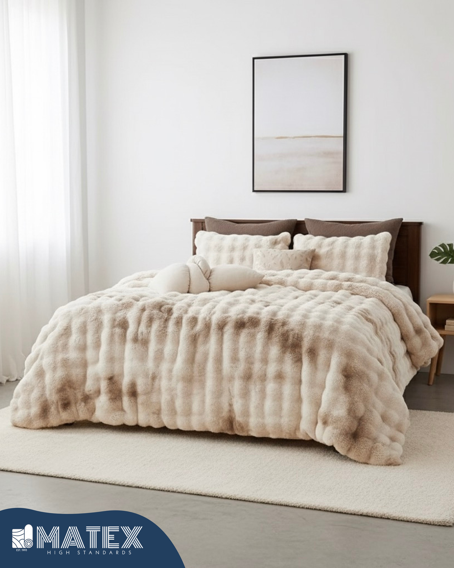 King Size Beige Husky Thick CuddleCloud Comforter Set (3pcs)