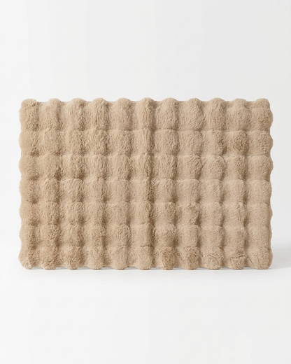 Beige Fluffy Soft Rabbit Fur Premium 3D Bubble Rug