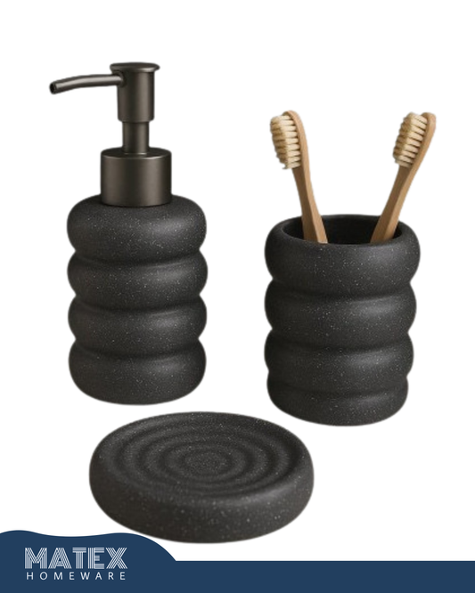 Bubble Modern Black Bathroom Accessory Kit (3pcs)