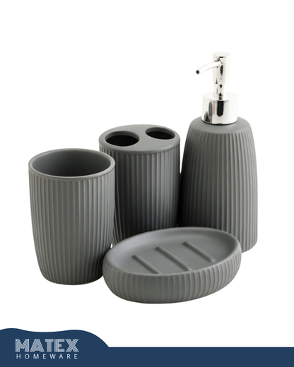 Pattern Grey Bathroom Accessory Kit (4pcs)