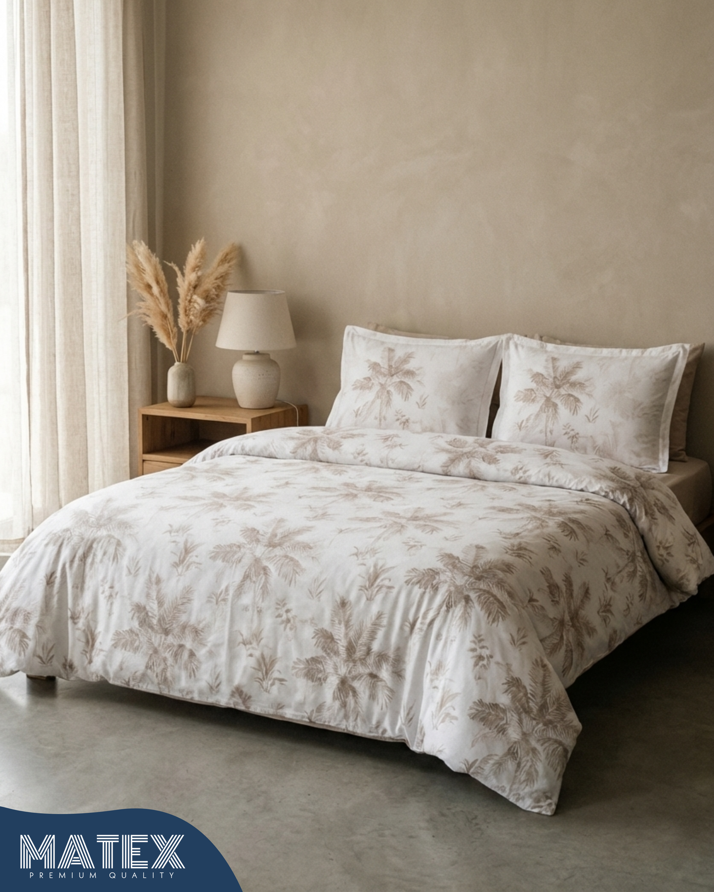 Double Size Ranforce PalmTree Nera 100% Cotton Bed Set