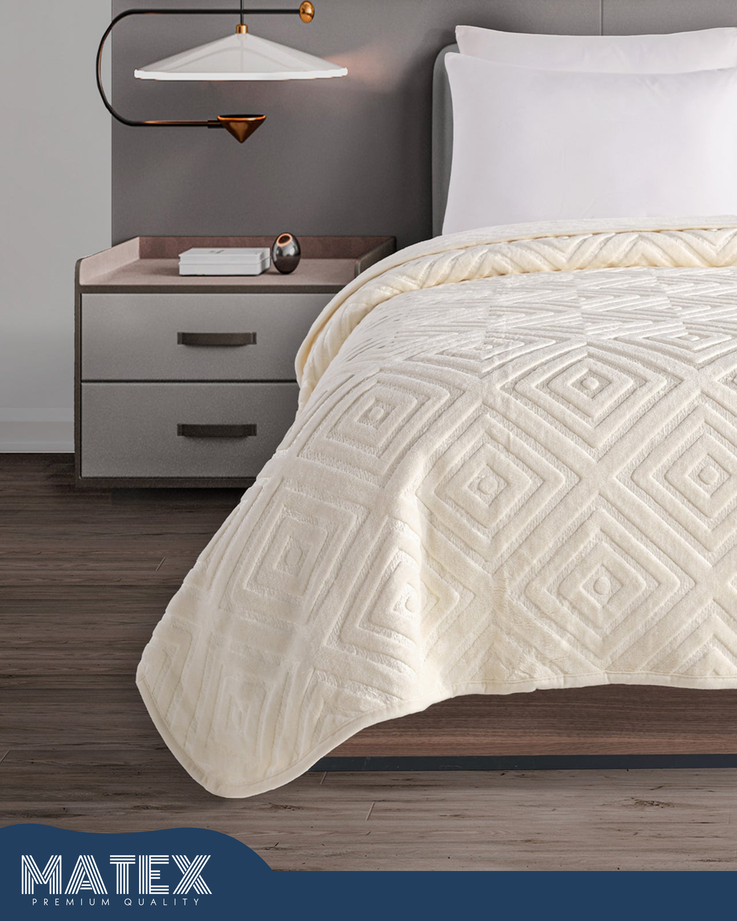 Mumbay Blanket | 220x240 King Off-White Embossed