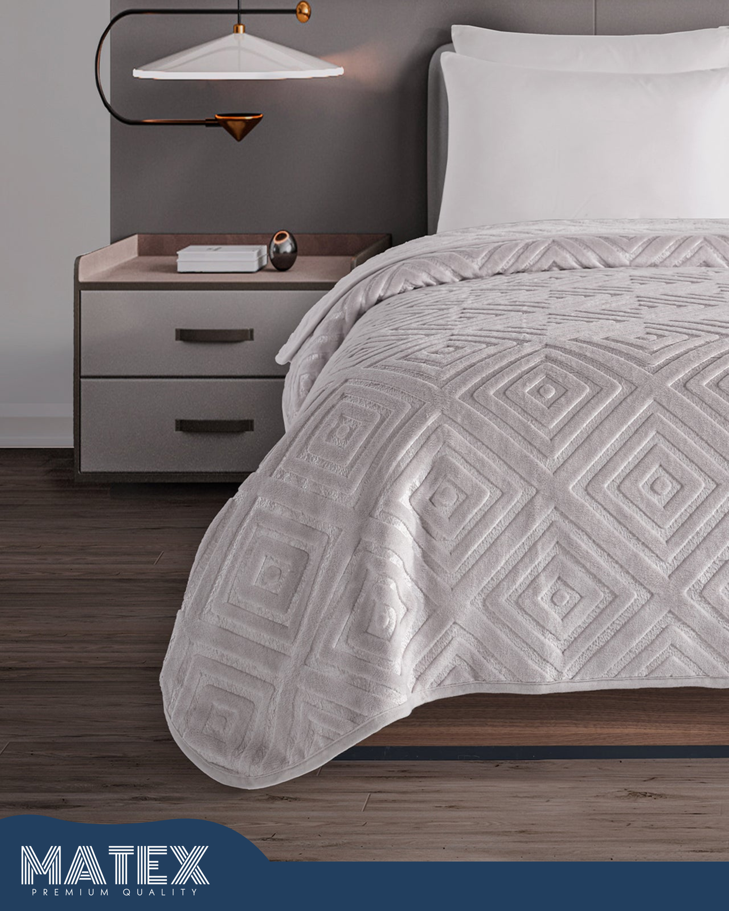 Mumbay Blanket | 220x240 King Grey Embossed