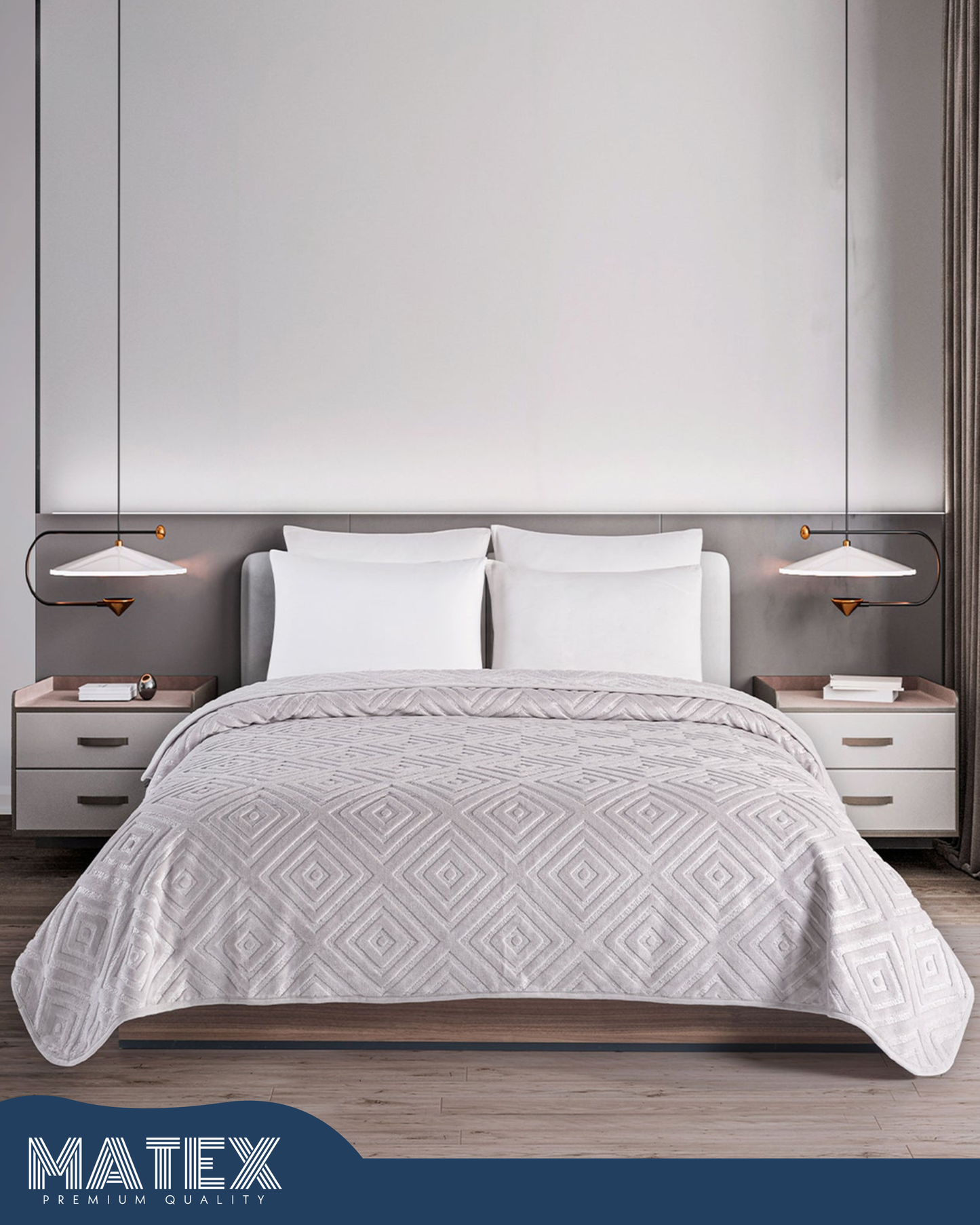 Mumbay Blanket | 220x240 King Grey Embossed