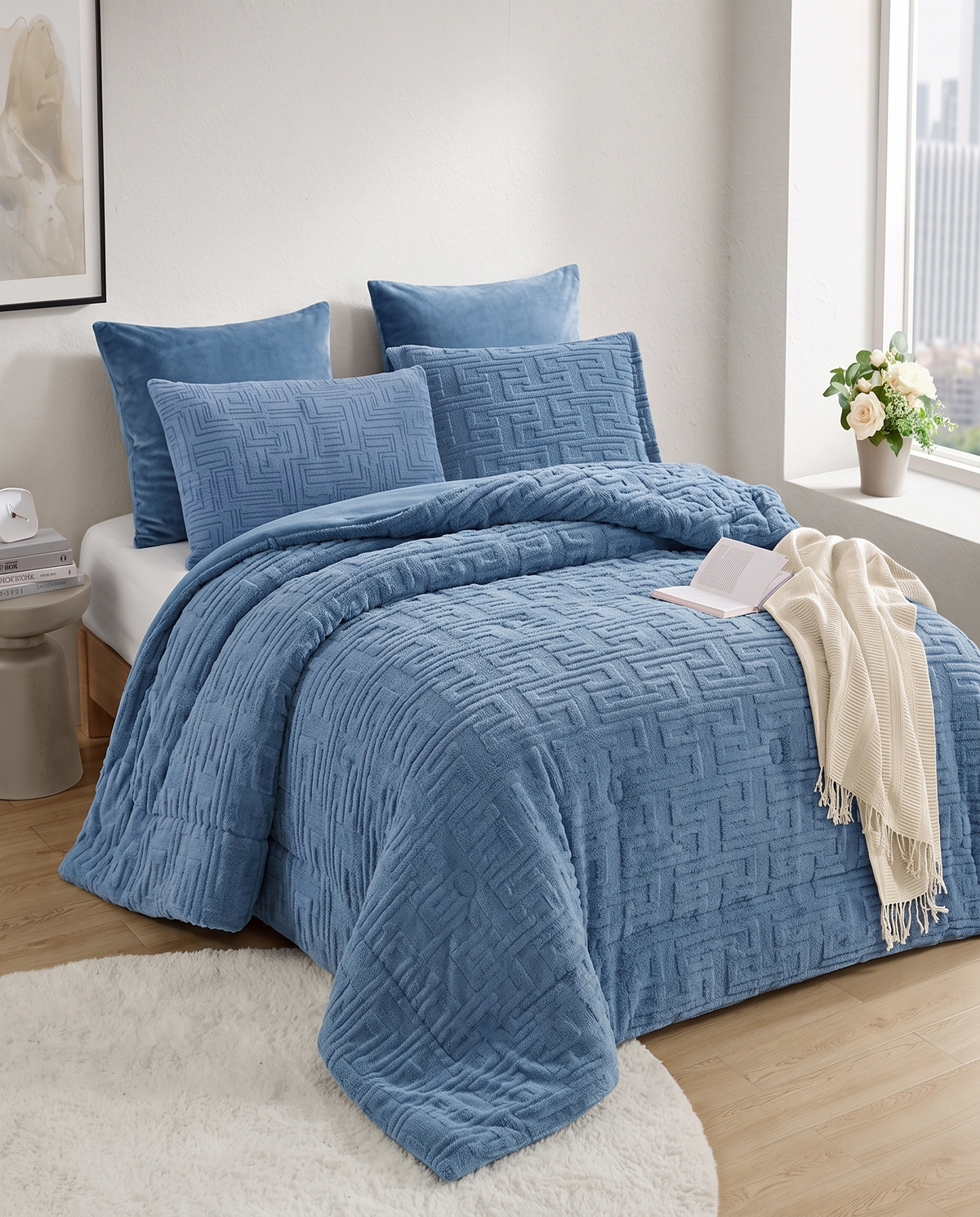Double Size MazeLuxe Jacquard Sherpa Comforter (6pcs)