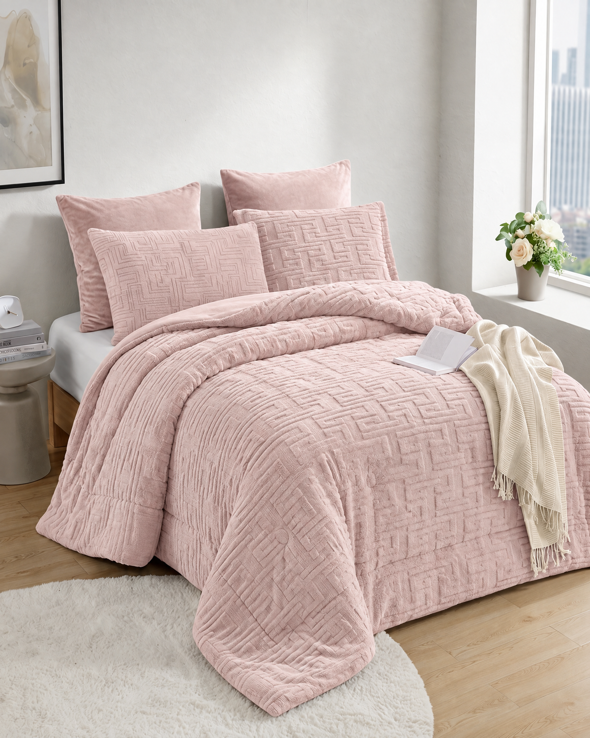 Double Size MazeLuxe Jacquard Sherpa Comforter (6pcs)