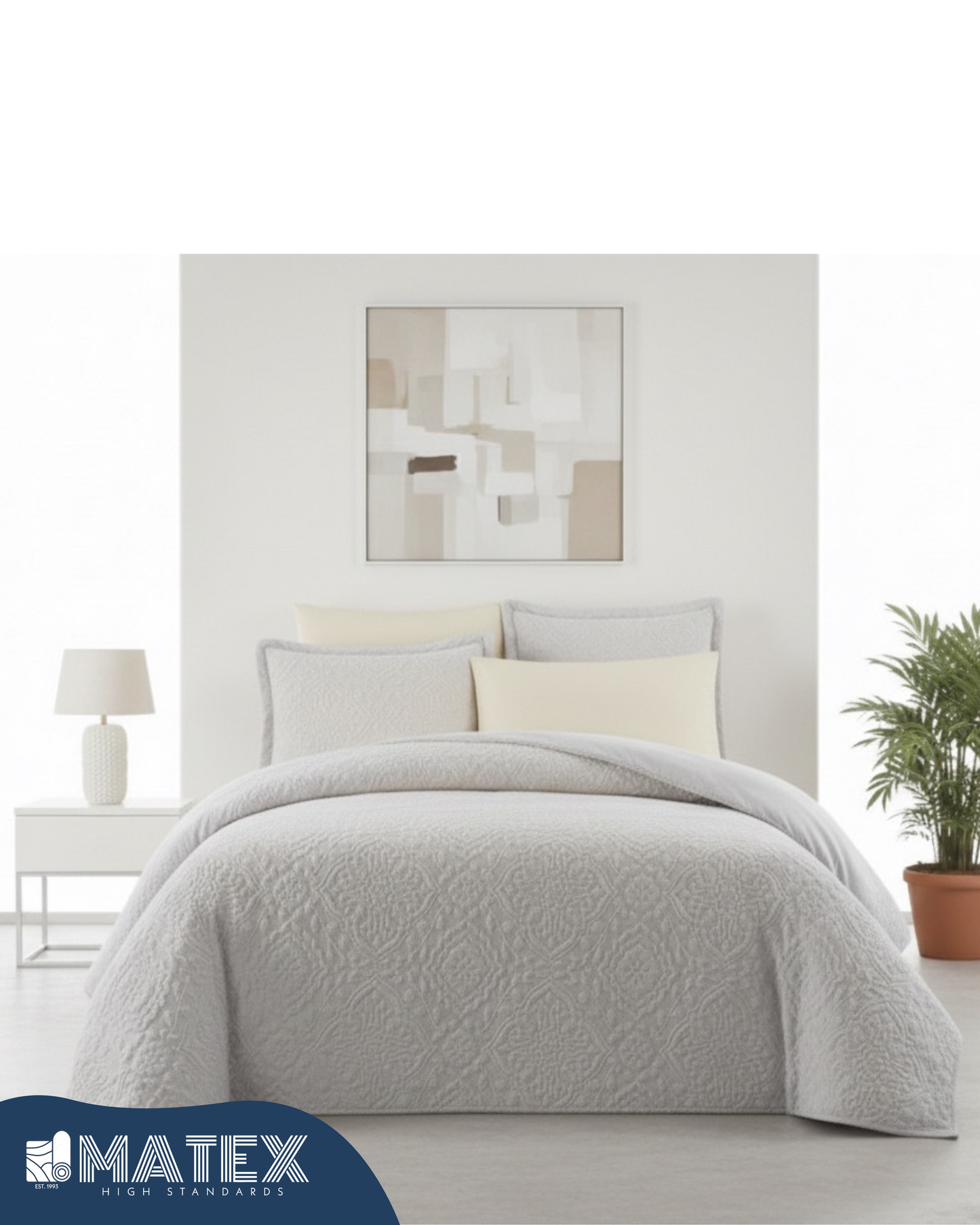 King Size Light Grey Embossed Woollen Comforter (3 pcs)