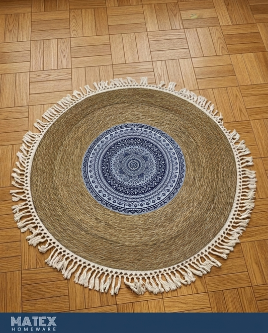 Azure Mandala Weave Rug 120cm