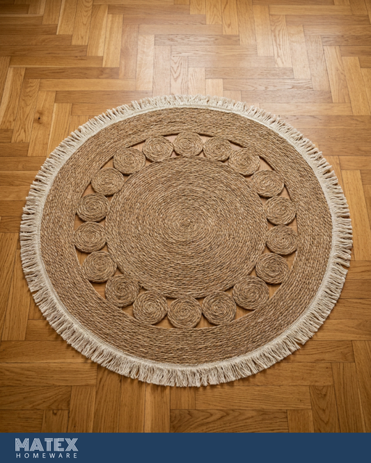 Solara Weave Moroccan Jute Rug 120 cm