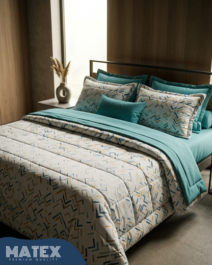 Single size Aqua Lines Cotton Coverlet Set