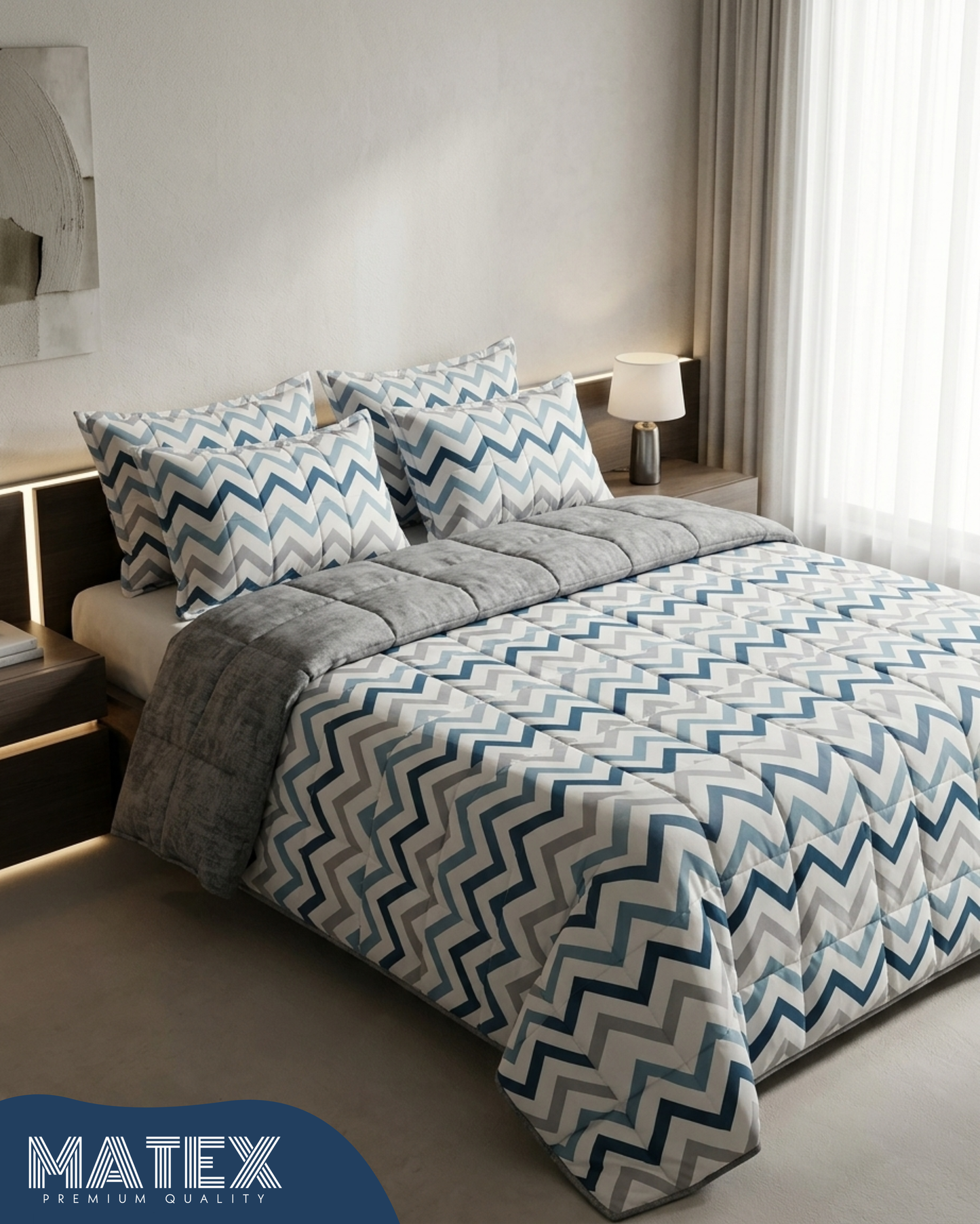 Single size Chevron Flow Cotton Coverlet Set